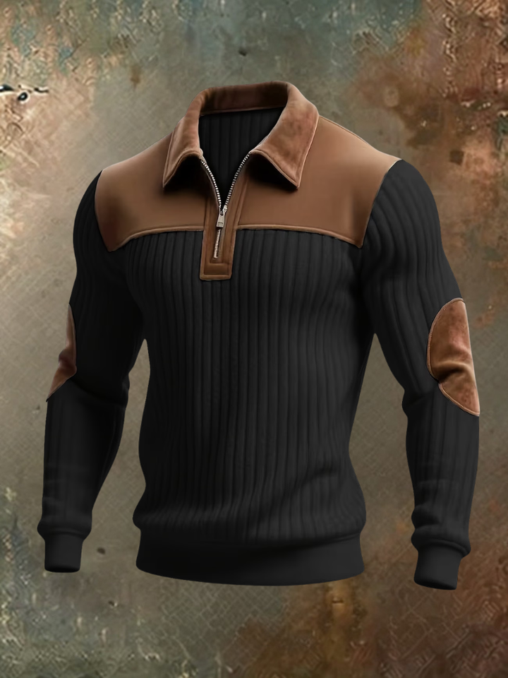 RIBBED HALF ZIP SWEATER FOR MEN