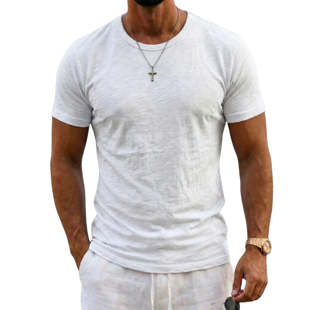 TEXTURED COTTON T-SHIRT FOR MEN