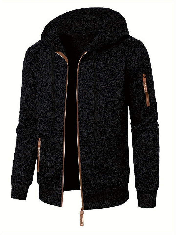 HOODED ZIP KNIT SWEATER FOR MEN
