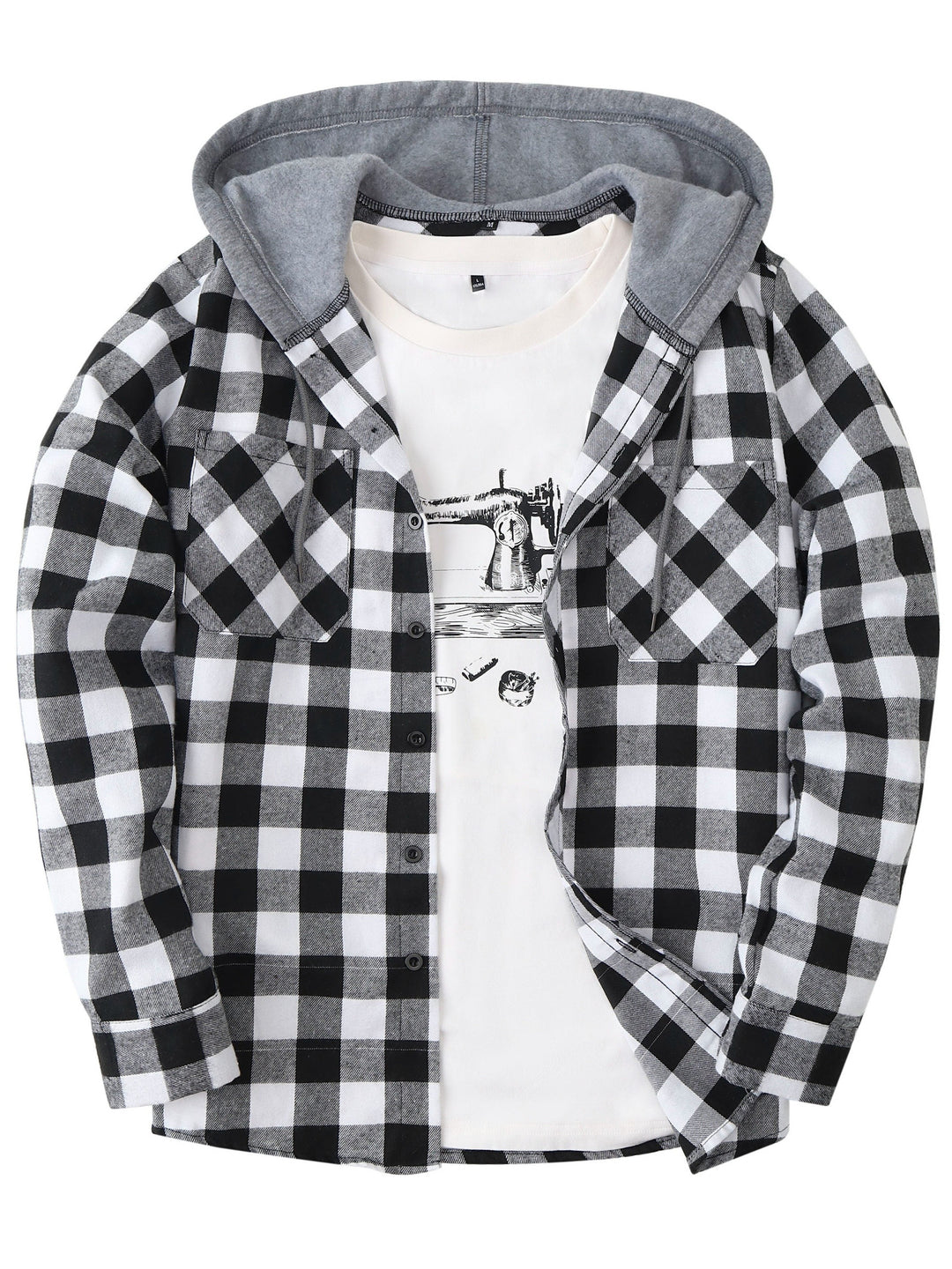 PLAID HOODED SHIRT FOR MEN