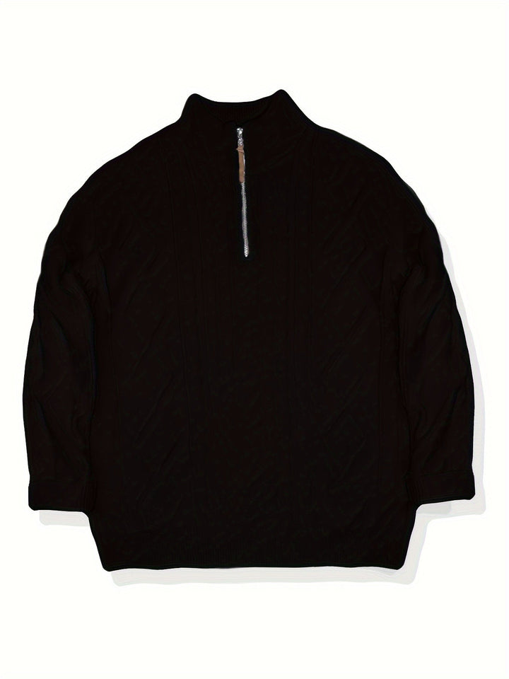 CABLE KNIT HALF ZIP SWEATER FOR MEN