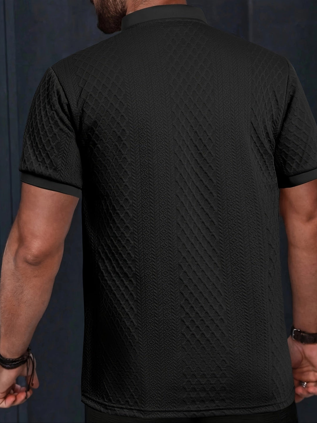 JACQUARD HENLEY POLO SHIRT FOR MEN
