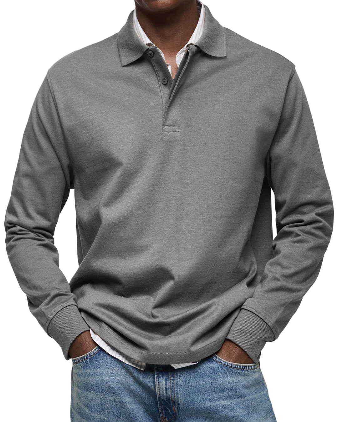 REGULAR FIT LONG SLEEVE POLO SHIRT FOR MEN