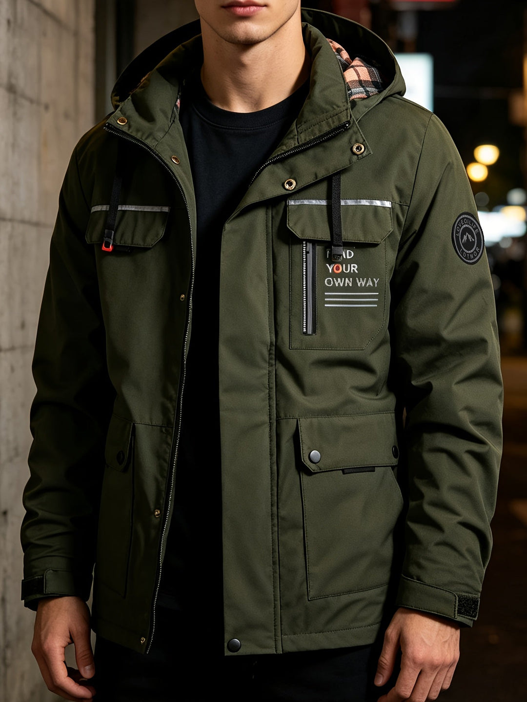 HOODED ALPHABET ZIP JACKET FOR MEN