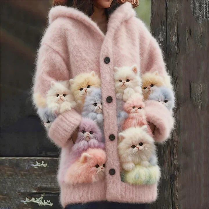 Kelsey - Gilet à capuche tout doux avec chats