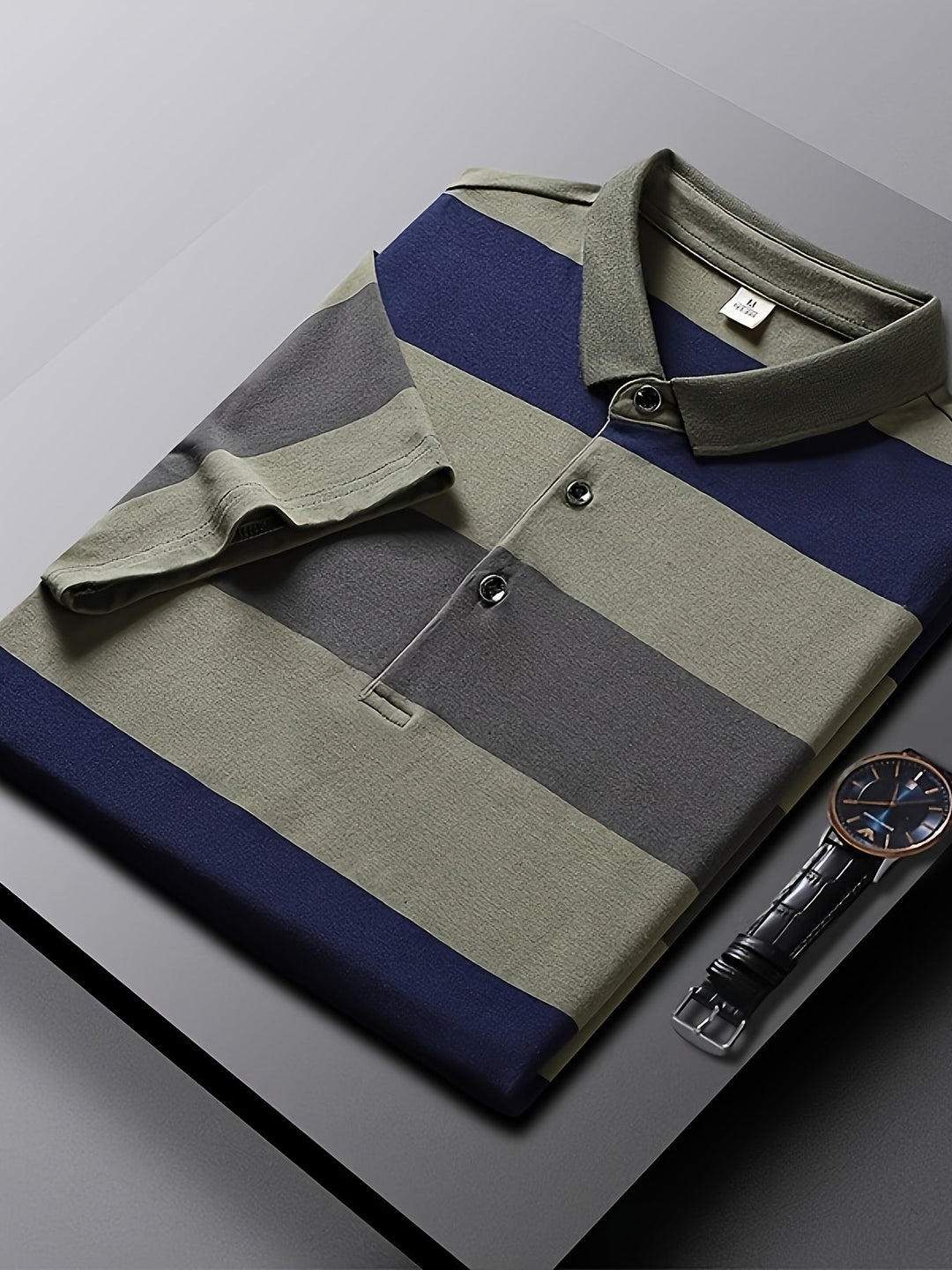 STRIPED COLLAR POLO SHIRT FOR MEN