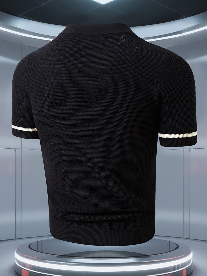 STRIPED KNIT POLO SHIRT FOR MEN