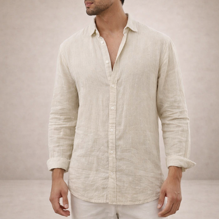 OPEN COLLAR COTTON SHIRT FOR MEN