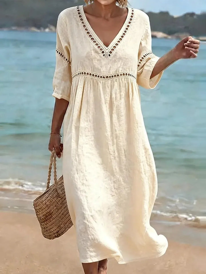 BEAUMONT NICE | CHIC ROBE MIDI À COL EN V POUR FEMMES