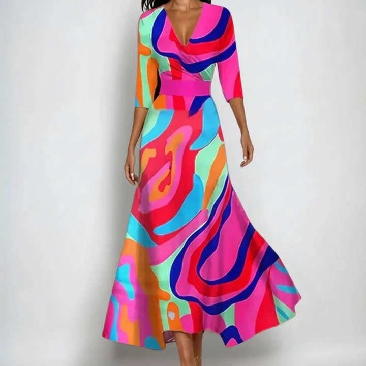 BEAUMONT NICE | ROBE MIDI CACHE-CŒUR À COL EN V POUR FEMMES