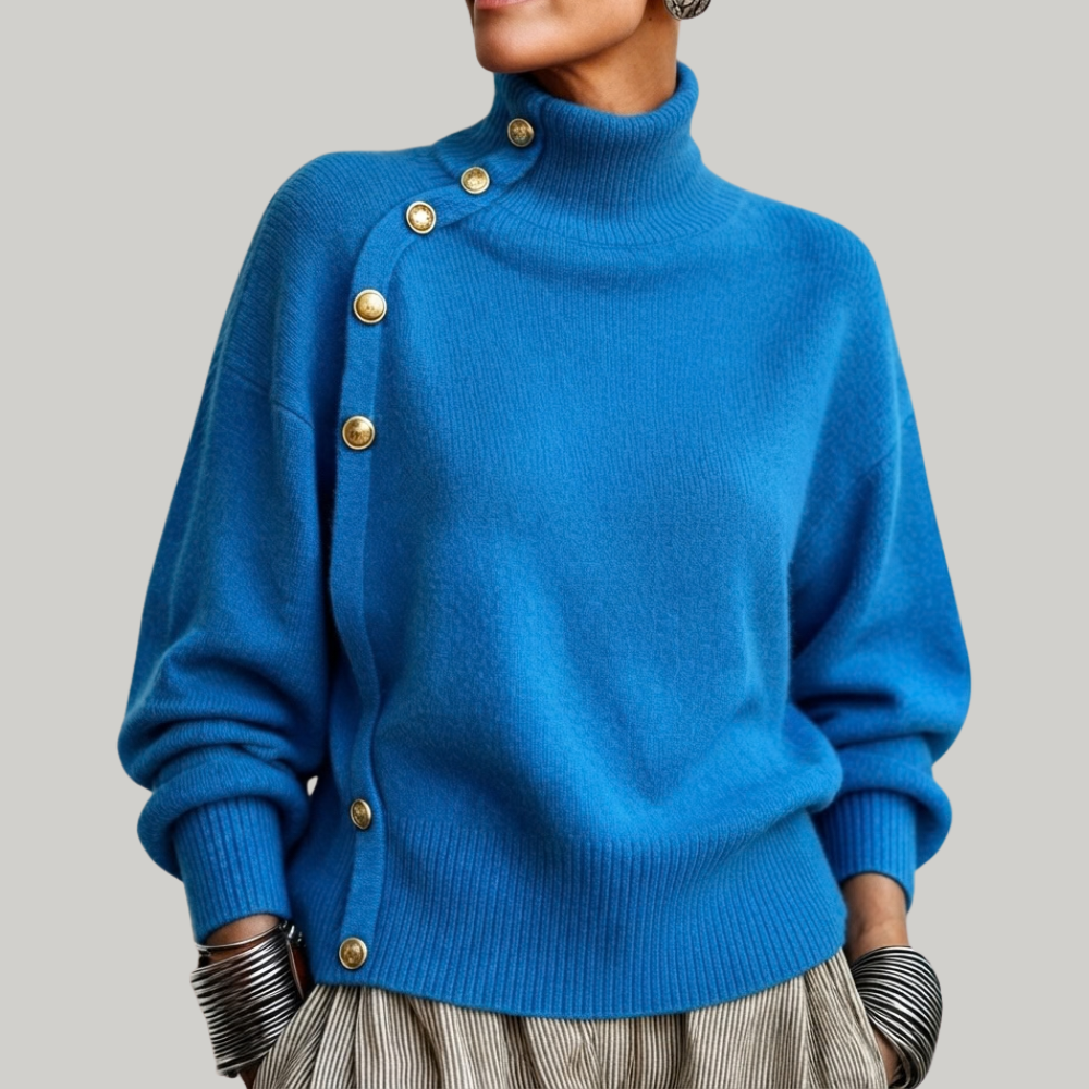 BEAUMONT NICE | PULL COL ROULÉ BOUTONNÉ POUR FEMMES