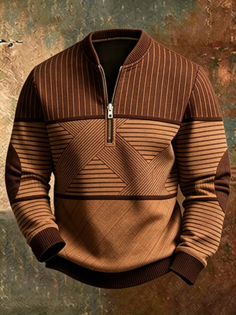 GEOMETRIC HALF ZIP SWEATER FOR MEN