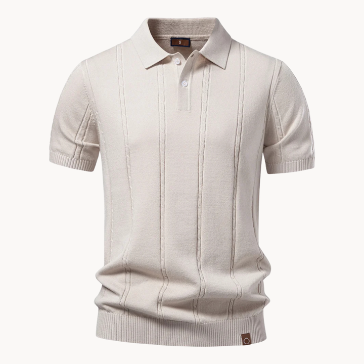 RIBBED KNIT POLO FOR MEN