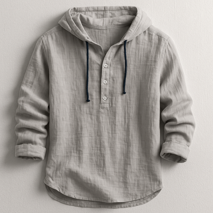 LINEN HOODED SHIRT FOR MEN
