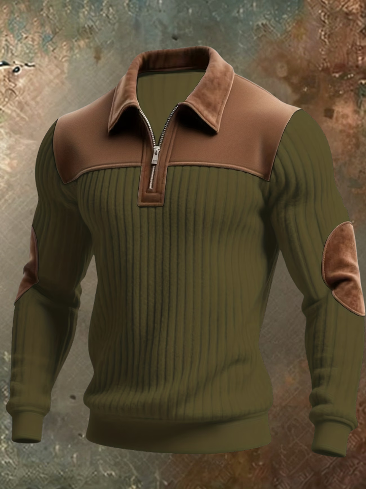 RIBBED HALF ZIP SWEATER FOR MEN