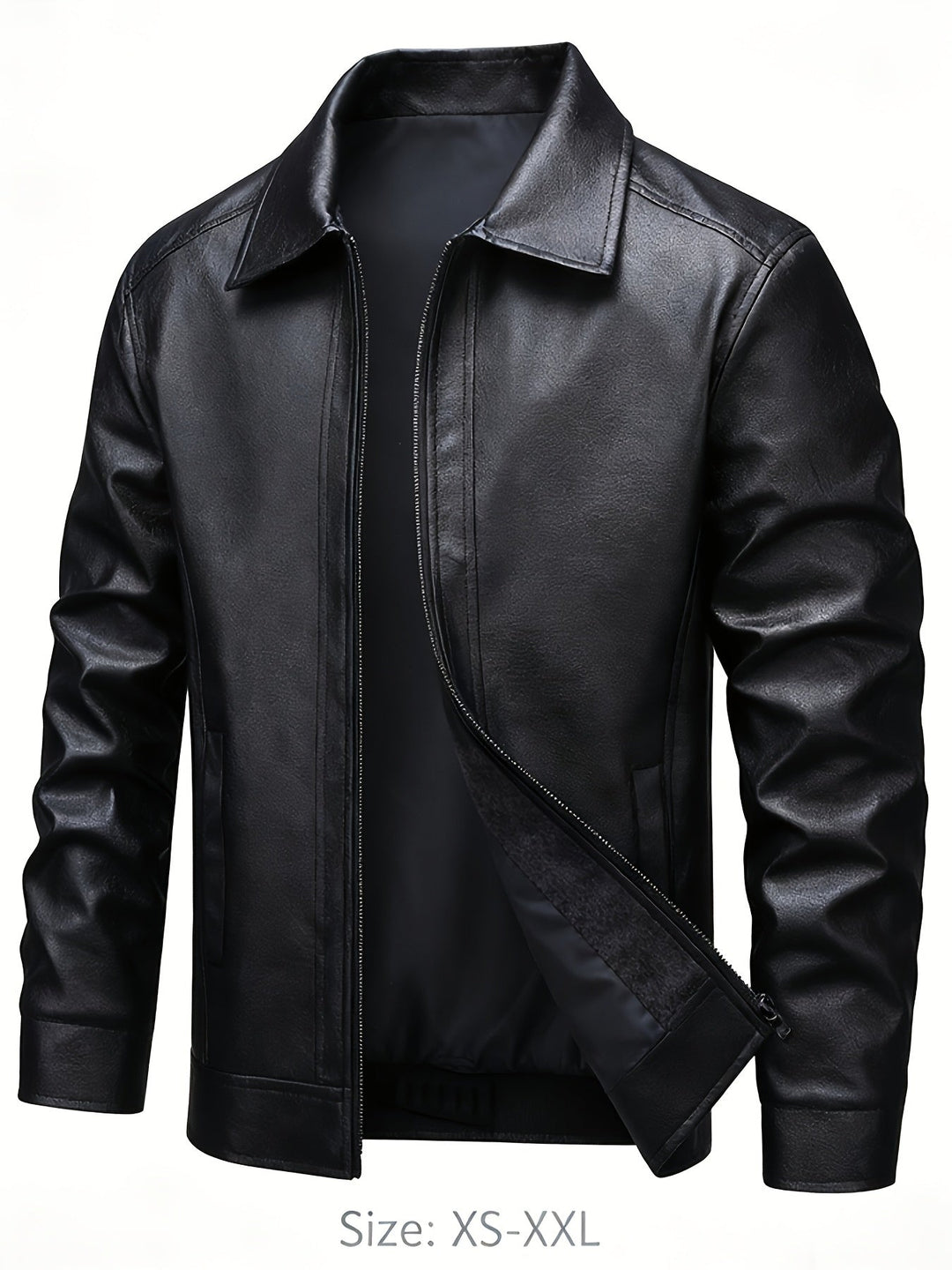 PU ZIP BOMBER JACKET FOR MEN