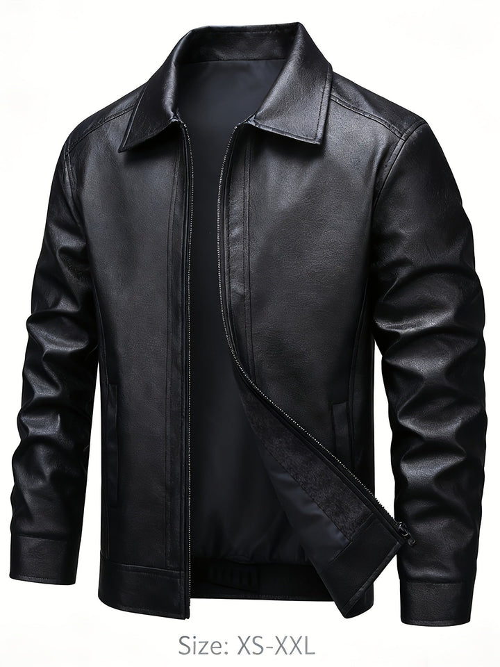 PU ZIP BOMBER JACKET FOR MEN
