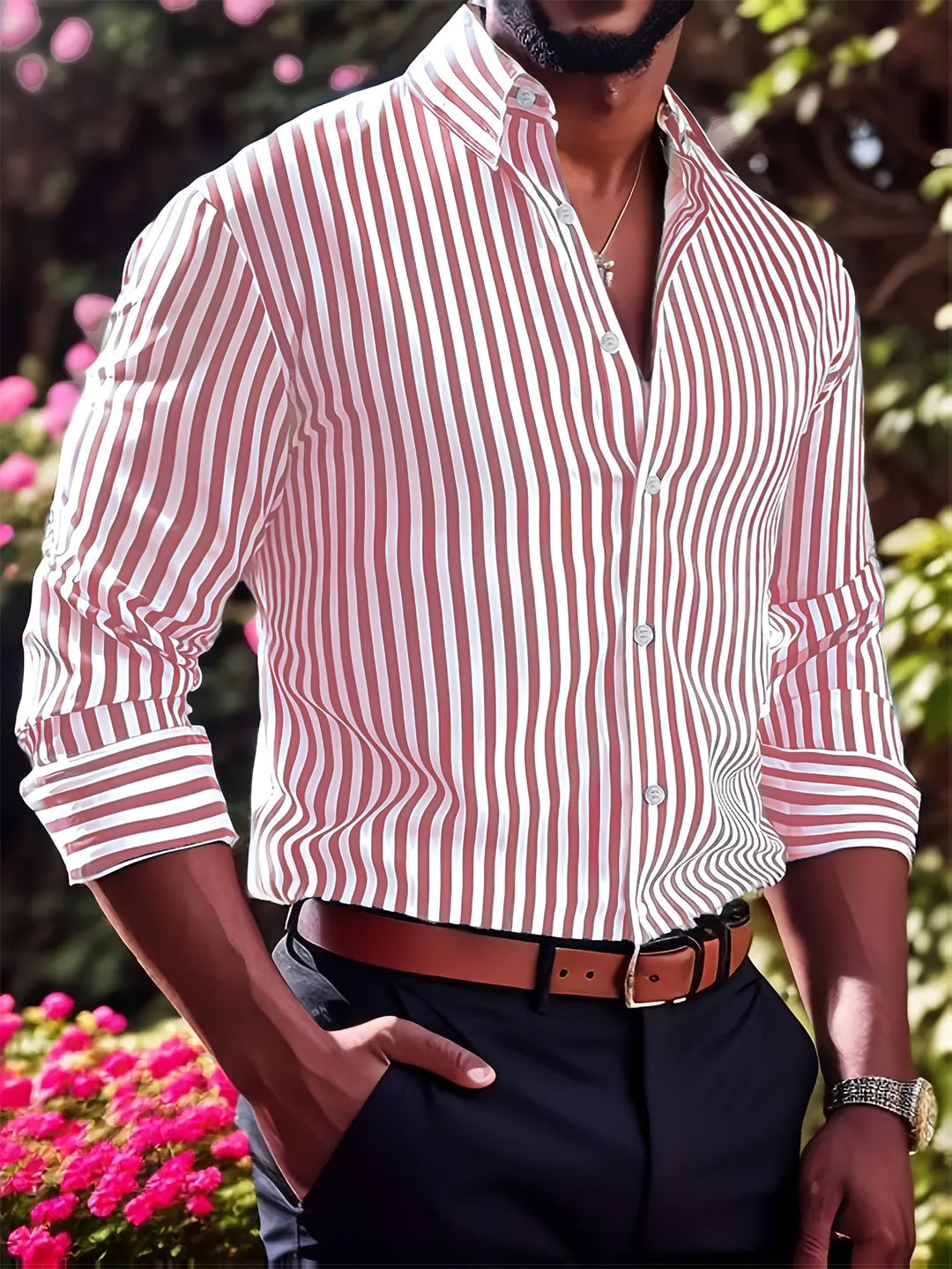 STRIPED LONG SLEEVE SHIRT FOR MEN