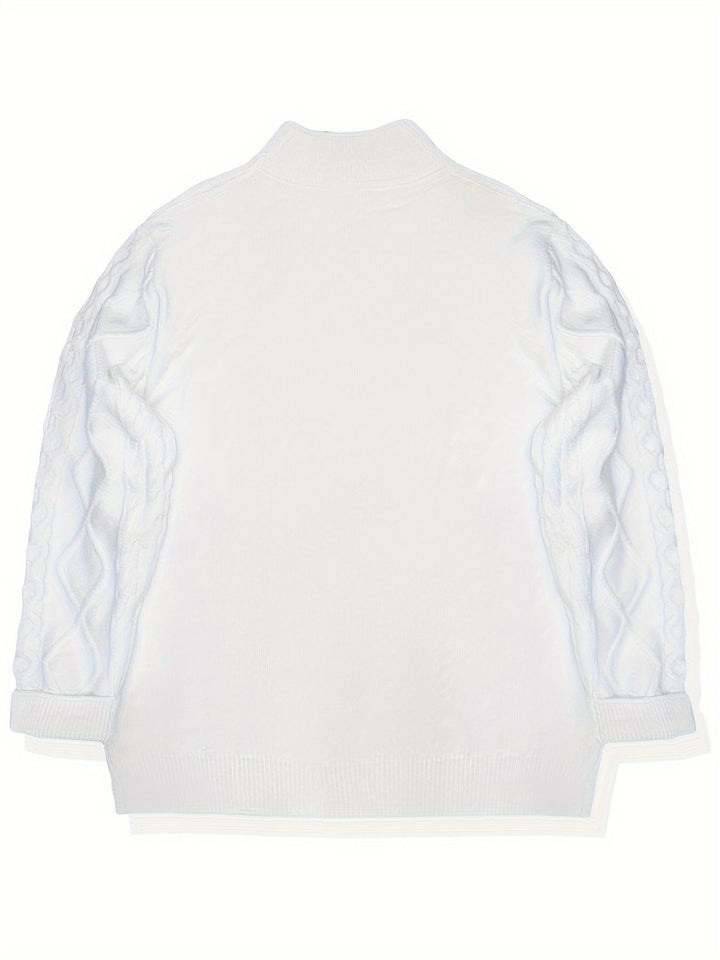 CABLE KNIT HALF ZIP SWEATER FOR MEN