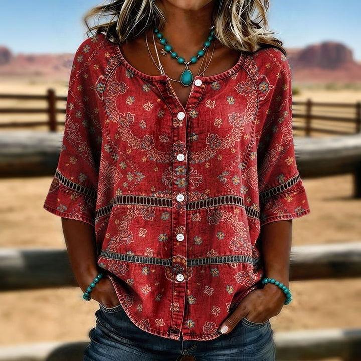 BEAUMONT NICE | BLOUSE CLASSIQUE IMPRIMÉ ETHNIQUE FEMME