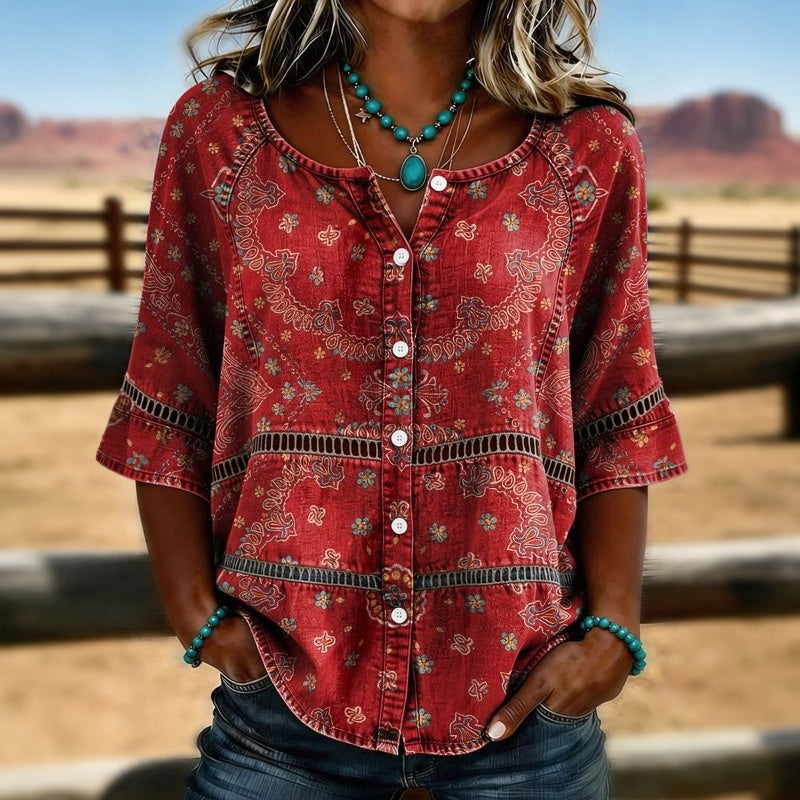 BEAUMONT NICE | BLOUSE CLASSIQUE IMPRIMÉ ETHNIQUE FEMME