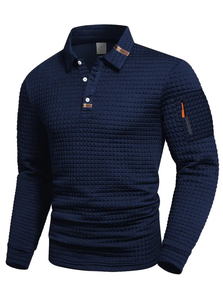 WAFFLE KNIT POLO FOR MEN