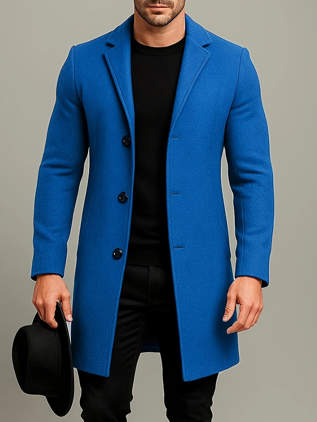 MID-LENGTH TWEED OVERCOAT FOR MEN