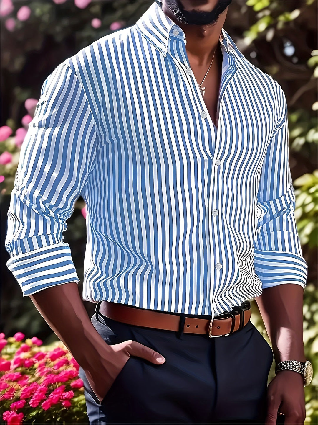 STRIPED LONG SLEEVE SHIRT FOR MEN