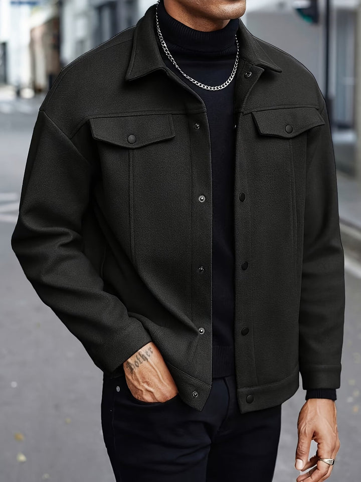 LAPEL POLYESTER JACKET FOR MEN
