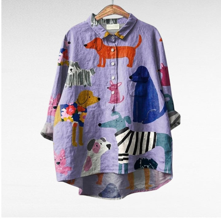 BEAUMONT NICE | BLOUSE MOTIFS CHIENS POUR FEMMES