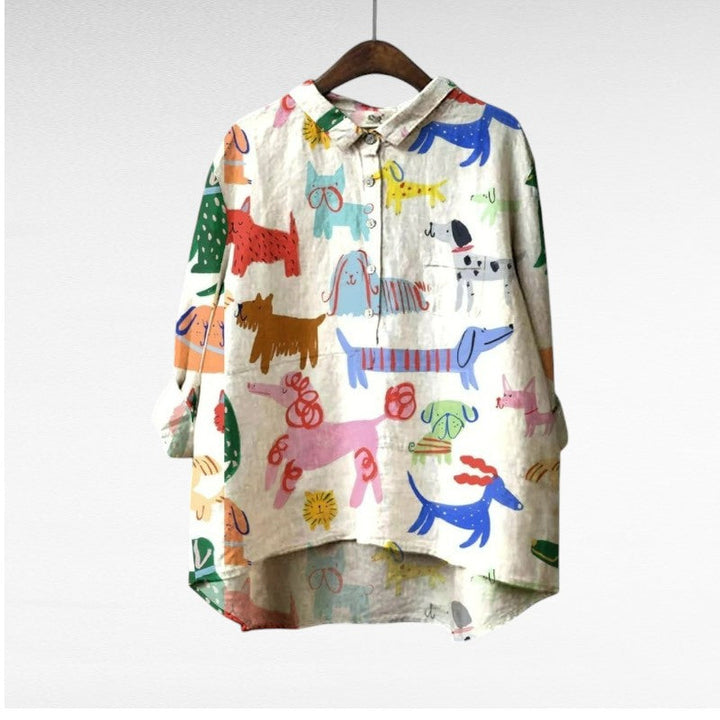 BEAUMONT NICE | BLOUSE MOTIFS CHIENS POUR FEMMES