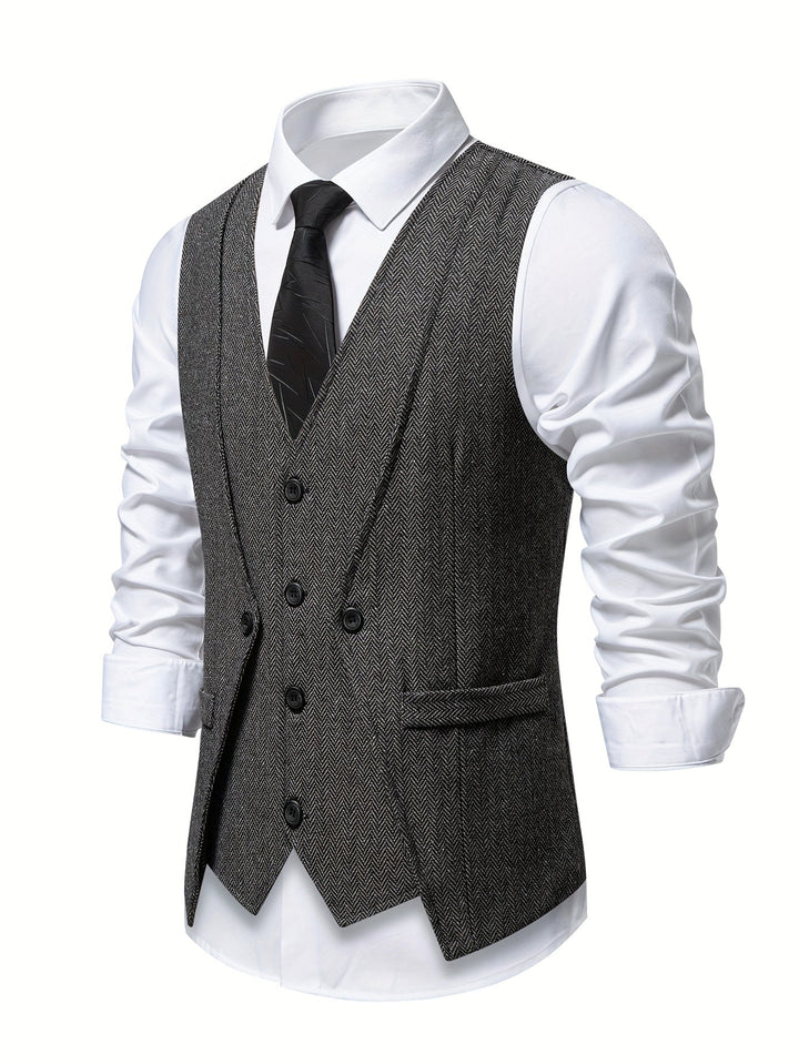 V NECK BUTTON VEST FOR MEN