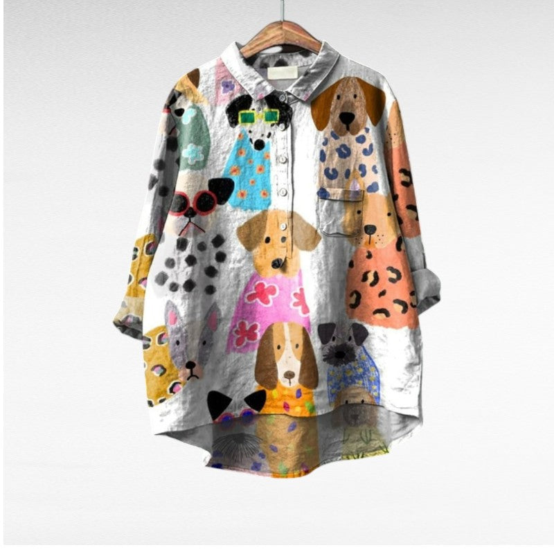 BEAUMONT NICE | BLOUSE MOTIFS CHIENS POUR FEMMES