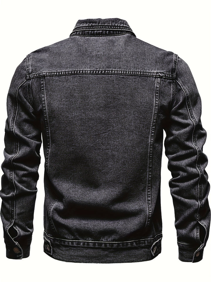 LAPEL DENIM JACKET FOR MEN