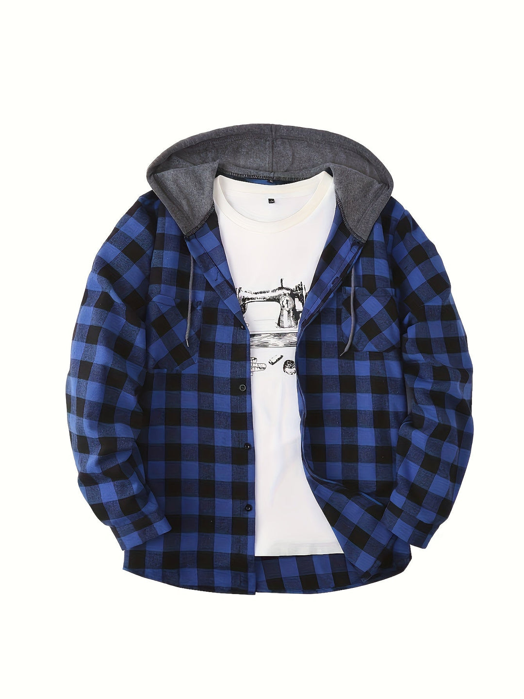 PLAID HOODED SWEATSHIRT FOR MEN