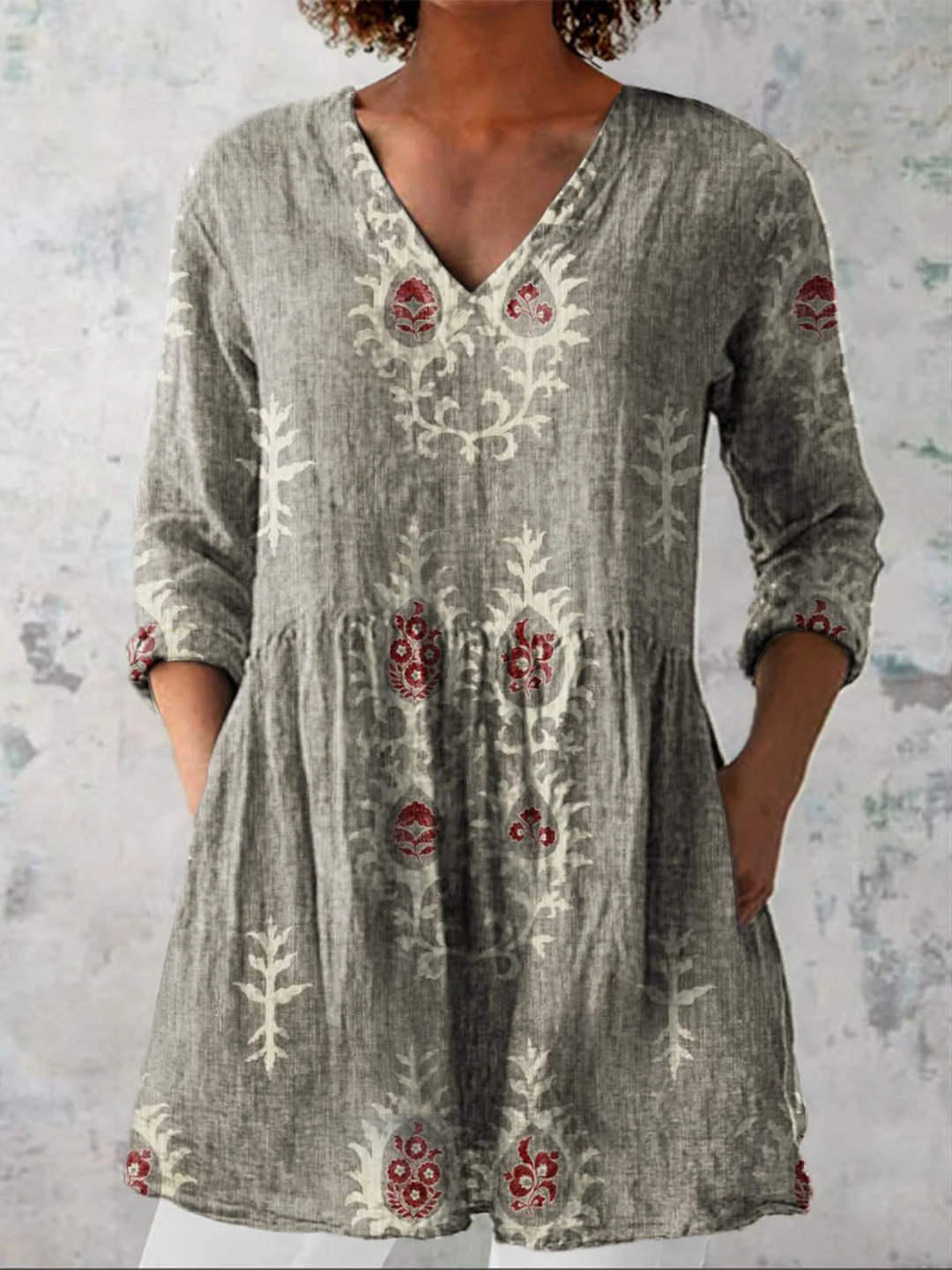 BEAUMONT NICE | BLOUSE LONGUE À COL EN V POUR FEMMES