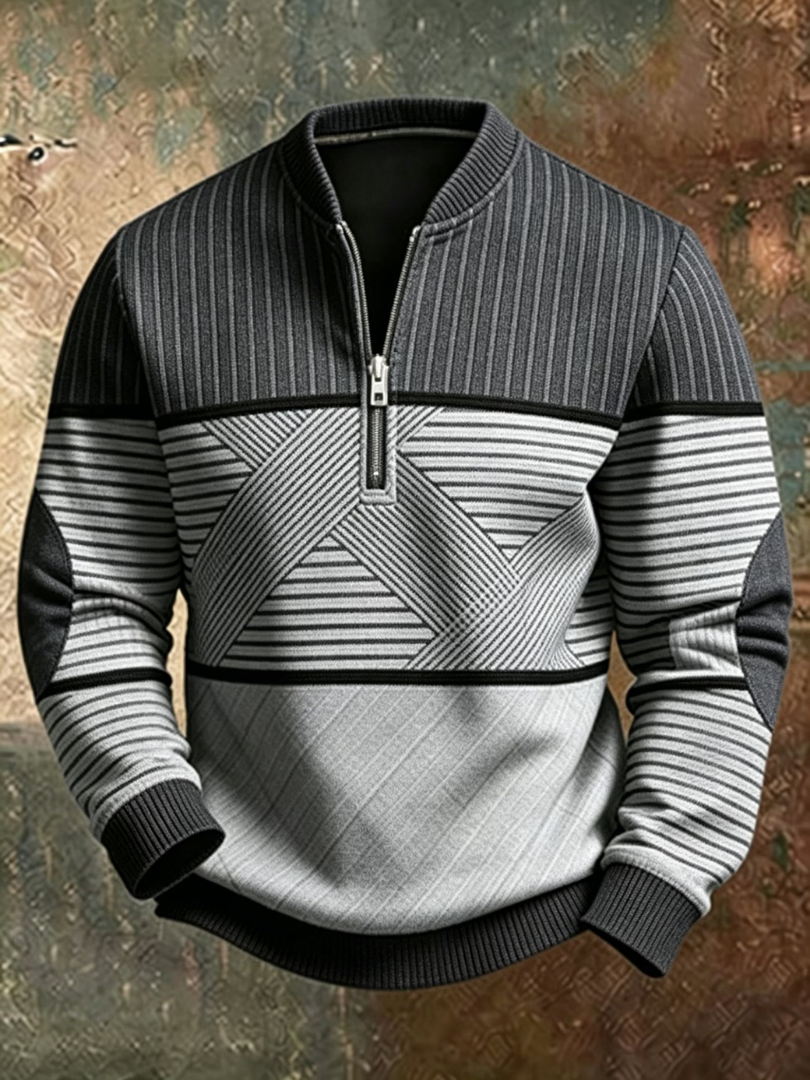 CONTRAST HALF-ZIP SWEATER FOR MEN