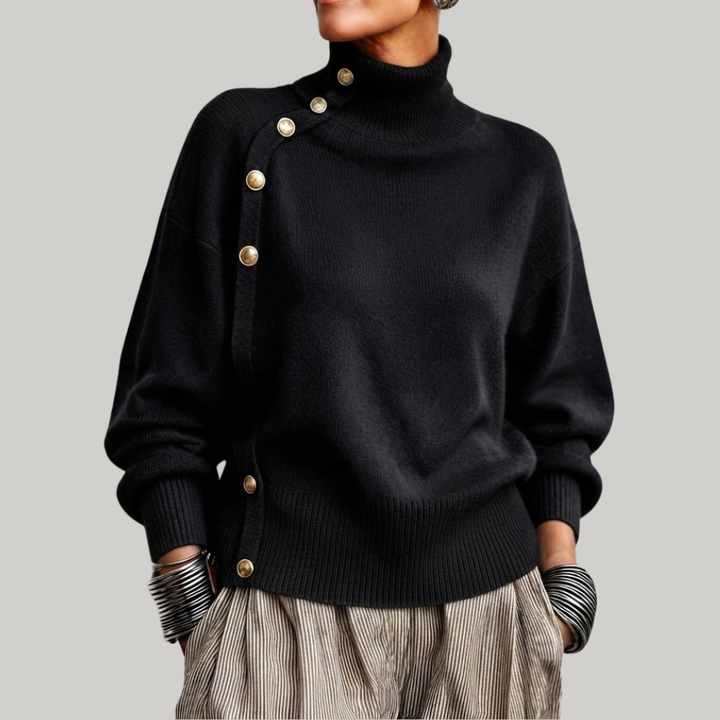 BEAUMONT NICE | PULL COL ROULÉ BOUTONNÉ POUR FEMMES