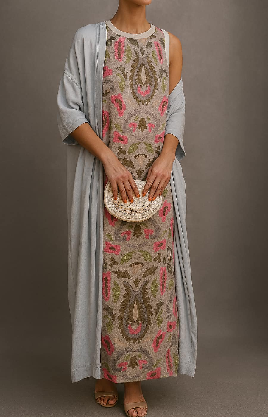 BEAUMONT NICE | ROBE IMPRIMÉE AVEC GILET ASSORTI POUR FEMMES