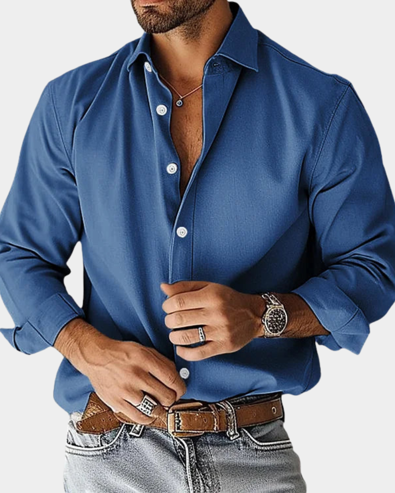 SLIM FIT STRETCH BUTTONED SHIRT FOR MEN