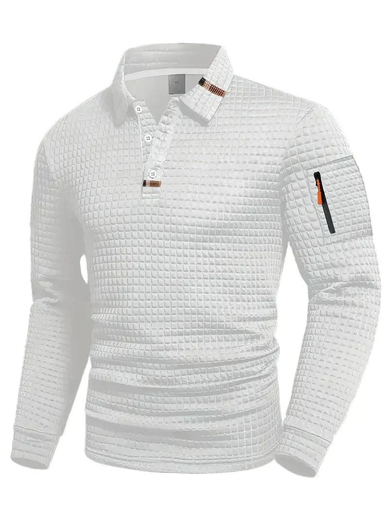WAFFLE KNIT POLO FOR MEN