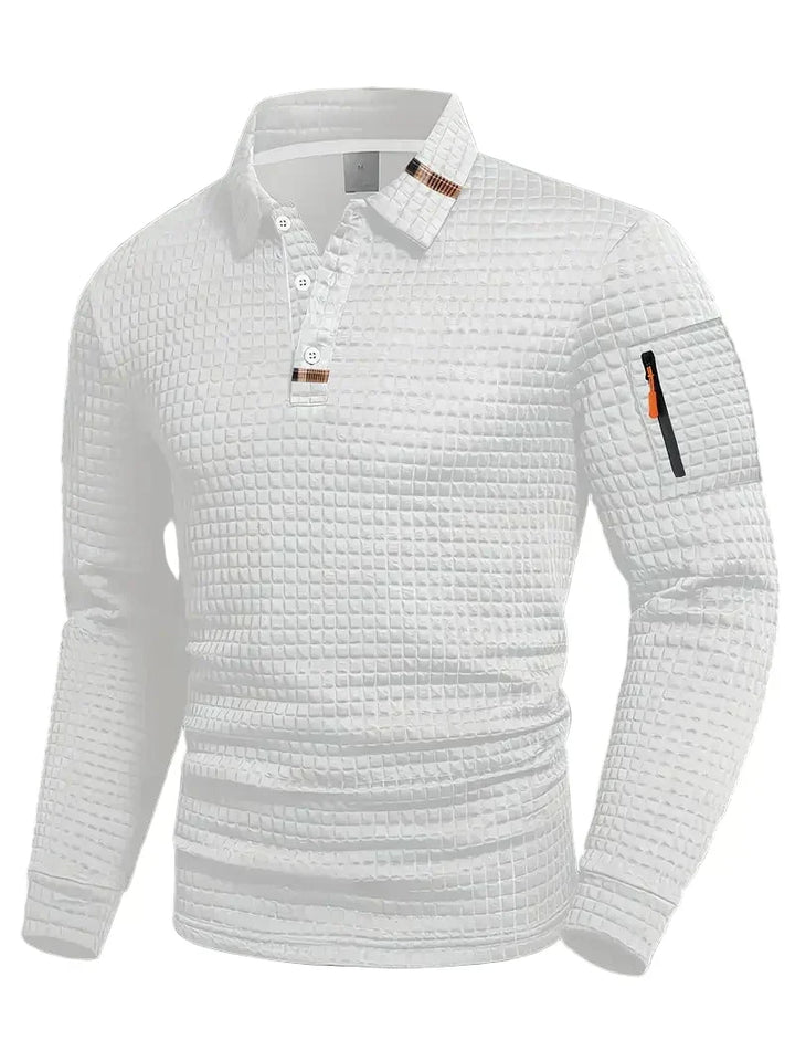 WAFFLE KNIT POLO FOR MEN