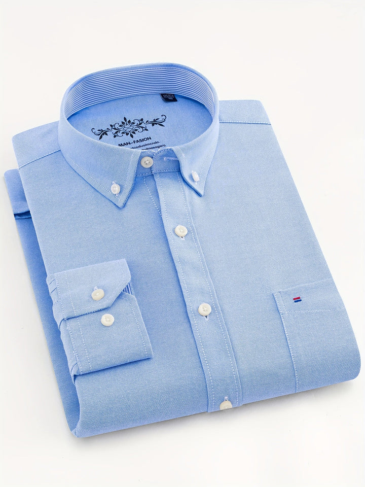 SOLID LAPEL POCKET SHIRT FOR MEN
