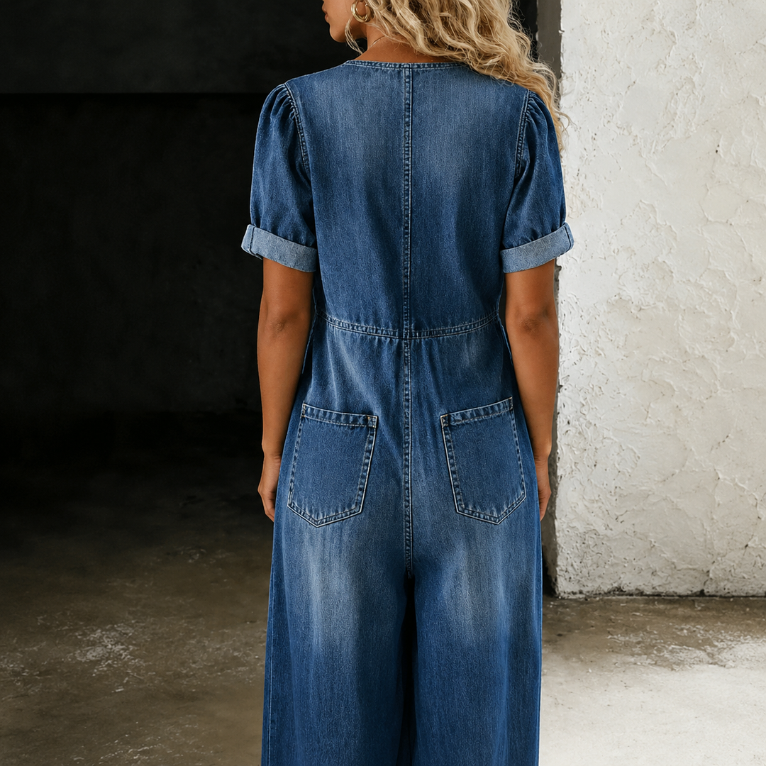 BEAUMONT NICE | SALOPETTE EN DENIM À JAMBES LARGES POUR FEMMES