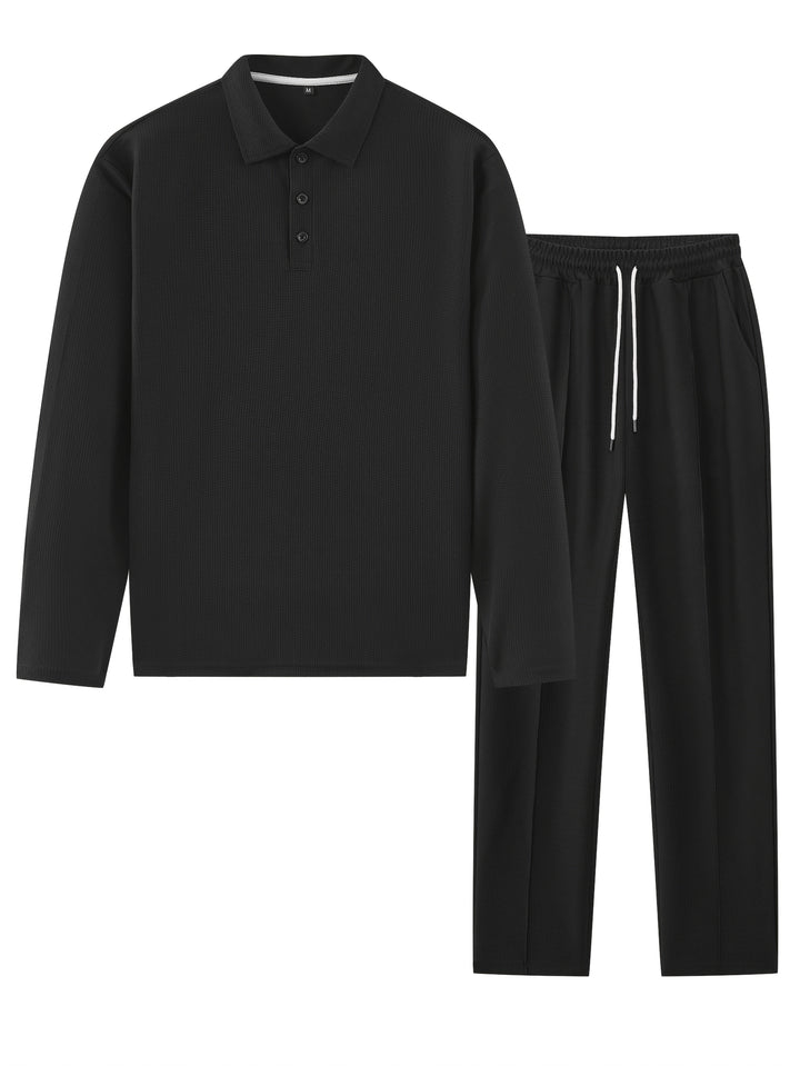 SOLID KNIT TWO-PIECE SET FOR MEN