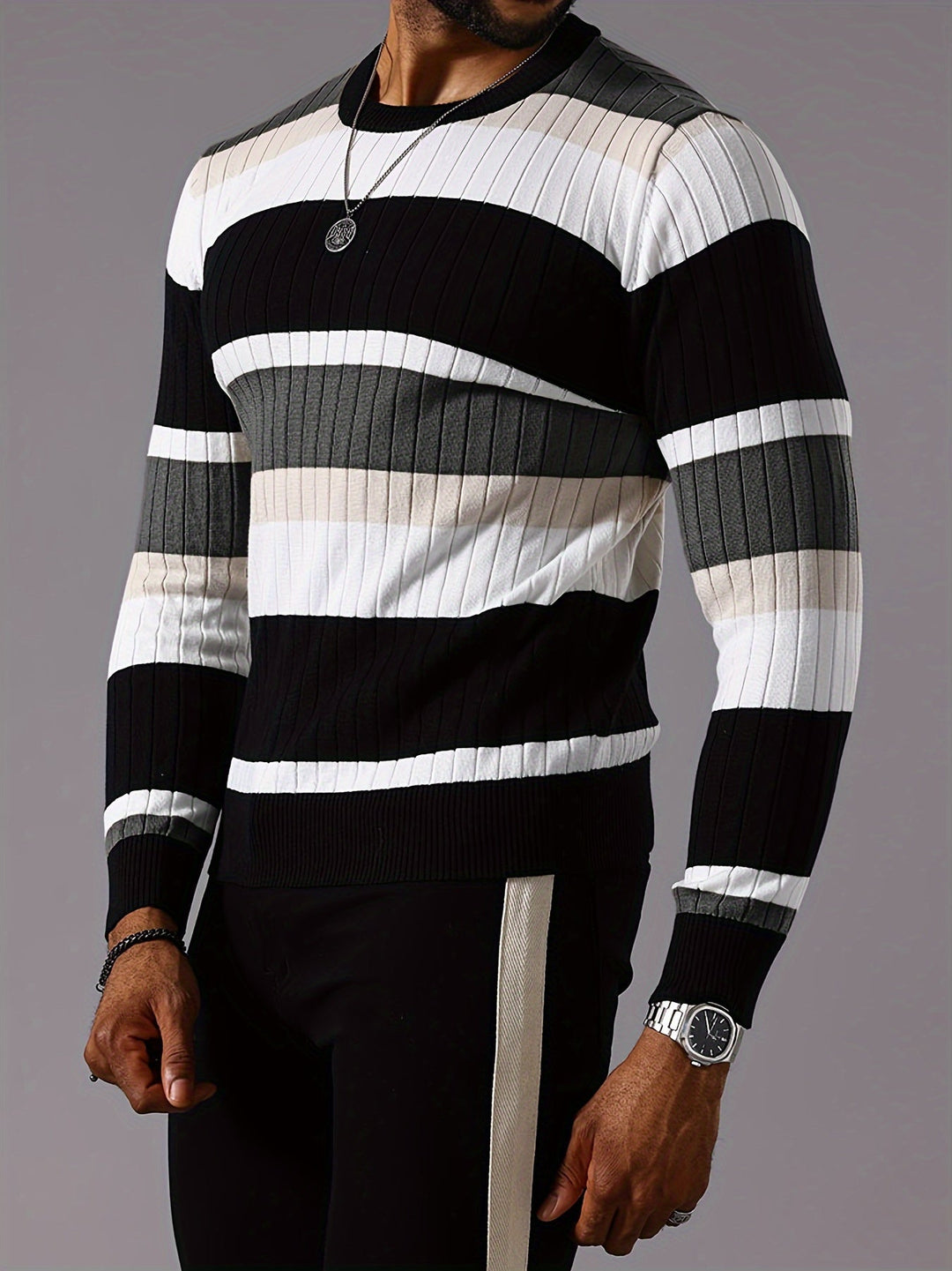 COLORBLOCK RIB-KNIT SWEATER FOR MEN