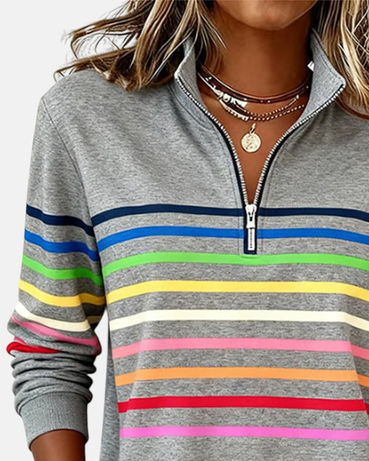 BEAUMONT NICE | PULL RAYÉ À FERMETURE ÉCLAIR POUR FEMMES