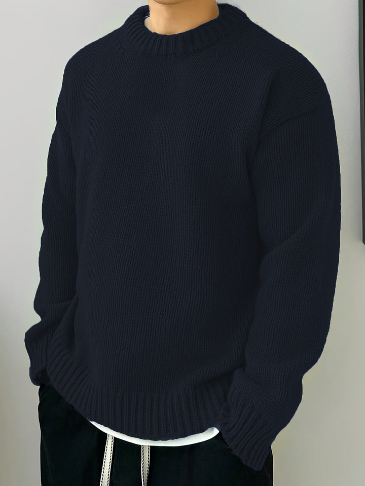 SOLID KNIT CREWNECK SWEATER FOR MEN
