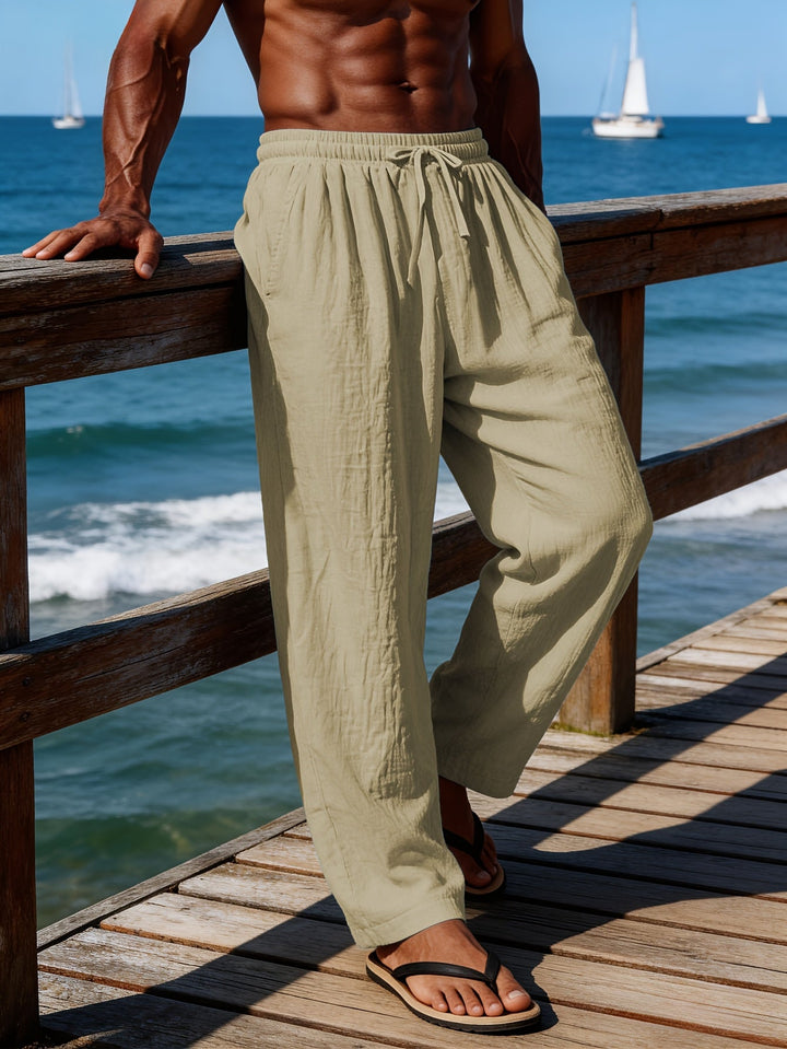 DRAWCORD LINEN TROUSERS FOR MEN