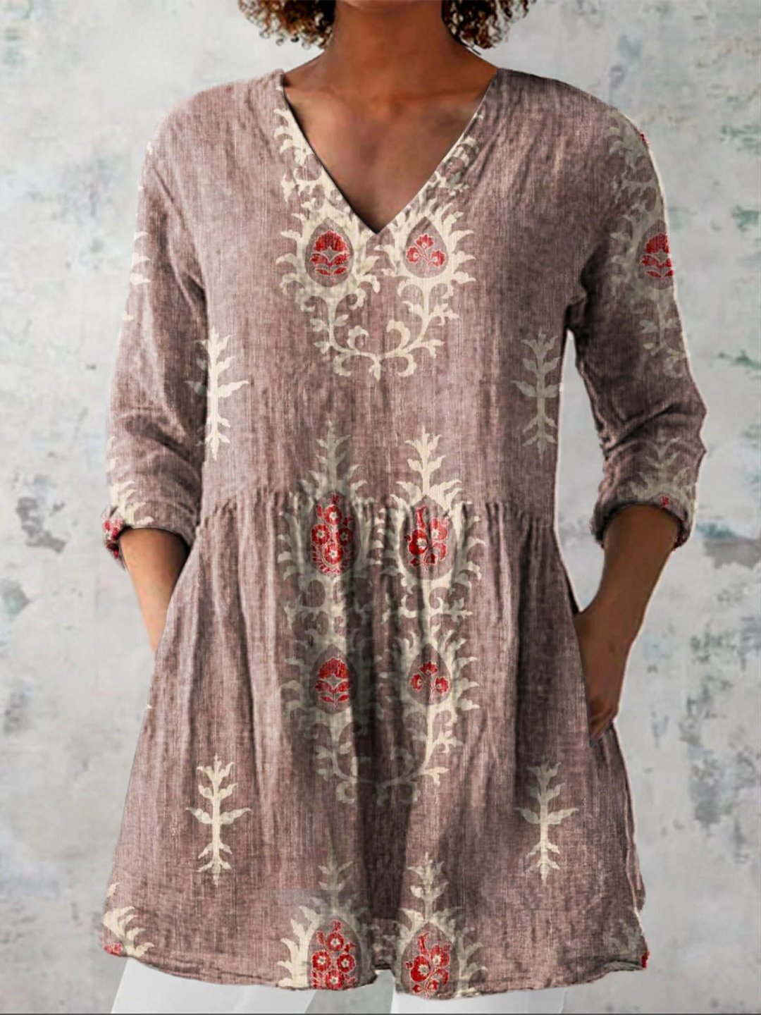 BEAUMONT NICE | BLOUSE LONGUE À COL EN V POUR FEMMES